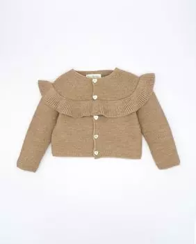 Жакет для девочки светло-коричневого цвета с рюшами Fina Ejerique, коричневый