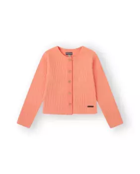 Жакет для девочки в рубчик кораллового цвета с пуговицами Canada House, коралловый