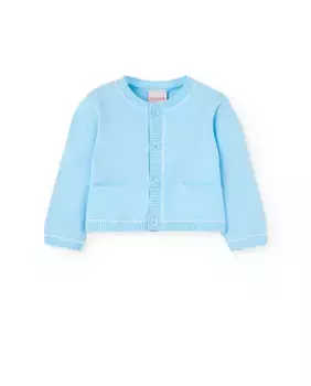 Жакет для мальчика с круглым вырезом и застежкой на пуговицы Boboli, голубой