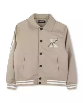 Жакет для мальчика с отделкой в рубчик и вышивкой на спине Karl Lagerfeld Kids, цвет Crema