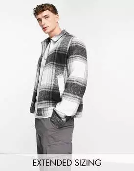 Жакет харрингтон в черную и белую клетку ASOS DESIGN