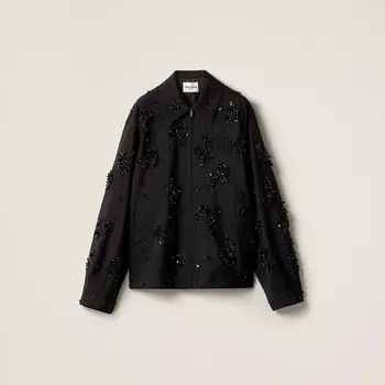 Жакет из кид-мохера с вышивкой Miu Miu, черный