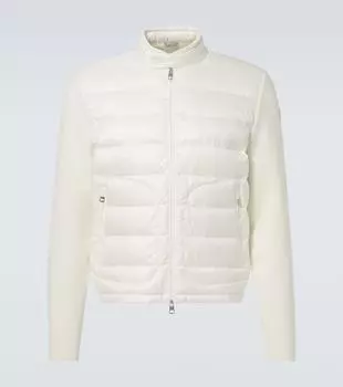 Жакет из натуральной шерсти с отделкой внизу Moncler, Bright White