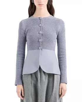 Жакет из синели в рубчик Emporio Armani, серый