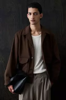 Жакет из смесовой шерсти H&M, коричневый