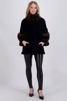 ЖАКЕТ ИЗ СТРИЖЕННОЙ НОРКИ С СОБОЛЕМ Gorski, темно-серый