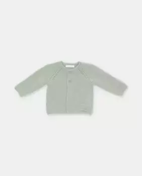 Жакет из трикотажа с зелеными ажурными деталями Martn Aranda, светло-зеленый