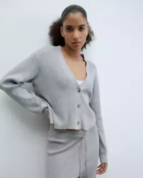 Жакет из трикотажа в рубчик Sfera, серый