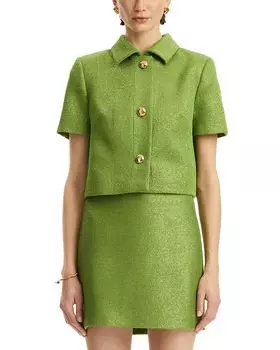 Жакет из твида с пайетками Oscar de la Renta, зеленый