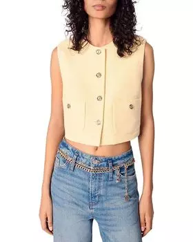 Жакет из твида Visoleil без рукавов Maje, желтый