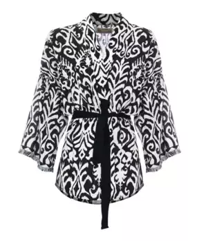 Жакет Кимоно с узором и манжетами с бахромой Kocca, черный