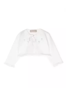 Жакет La Stupenderia из трикотажного полотна с цветочной вышивкой, белый