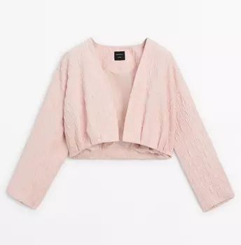 Жакет Massimo Dutti Textured Bomber, розовый
