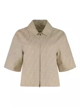 Жакет на молнии с логотипом FF FENDI, коричневый