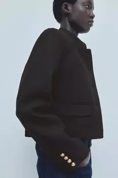 Жакет на пуговицах спереди H&M, черный