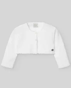 Жакет Ras baby girl с ажурными деталями PAZ Rodrguez, белый