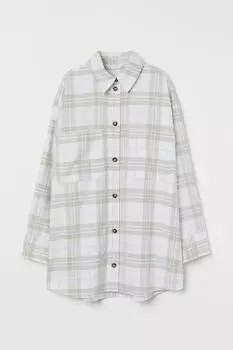 Жакет-рубашка из твила H&amp;M, белый/серый в клетку