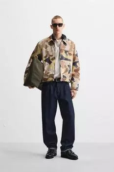 Жакет с абстрактным принтом ZARA, бежевый