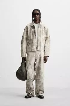 Жакет с абстрактным принтом ZARA, хаки