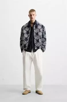 Жакет с цветочной вышивкой ZARA, цвет Blue/White