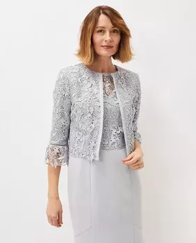 Жакет с цветочным кружевом и ребристыми манжетами Phase Eight, зеленый