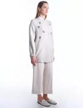 Жакет с детальной вышивкой Snap Fasten кремового цвета KYR