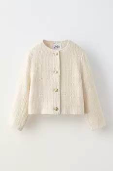 Жакет с круглым вырезом ZARA, кремовый