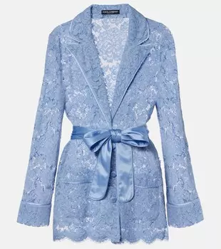 Жакет с кружевом и поясом Dolce&Gabbana, цвет glicine viola chiari