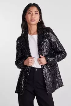 Жакет с пайетками Pieces, черный