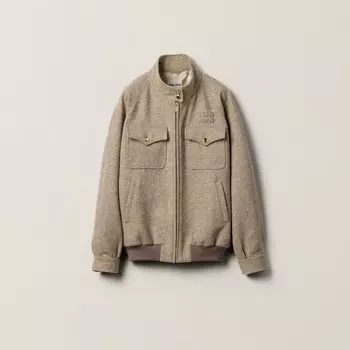 Жакет с узором «елочка» Miu Miu, хаки