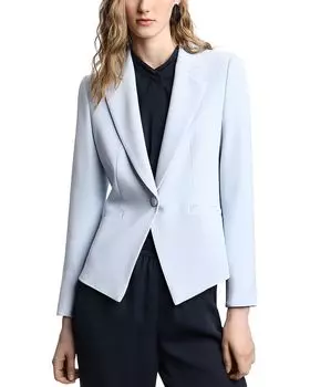 Жакет с вырезом-лацканом из креп-кэди Emporio Armani, синий