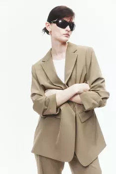 Жакет со сборками на рукавах H&M, бежевый