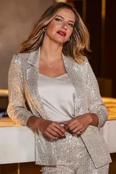 Жакет свободного кроя с пайетками Sosandar, желтый