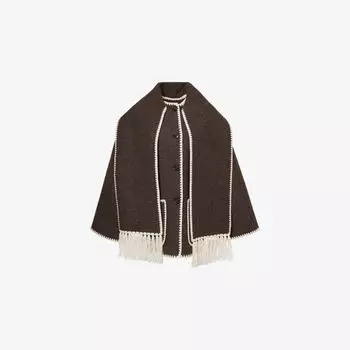 Жакет Toteme с вышитой отделкой и шарфом, коричневый