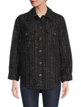 Жакет Твидовый Lea & Viola с металлизированной отделкой, черный
