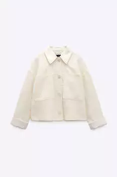 Жакет Zara Linen Blend Cropped, экрю