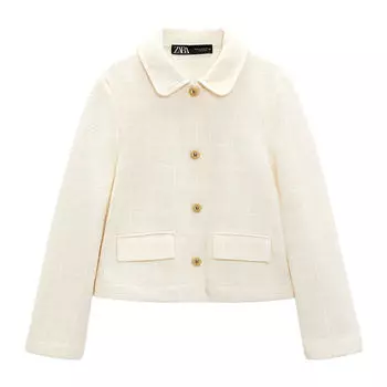 Жакет Zara Textured Check, экрю