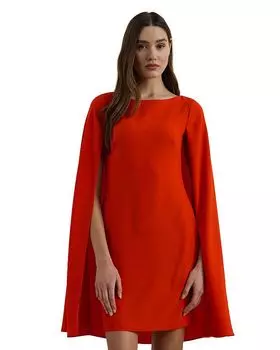 Жакетный коктейльный сарафан Cape Georgette Ralph Lauren, красный