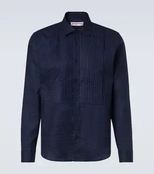 Жакетовая рубашка из хлопка и льна Giles Orlebar Brown, Night Iris