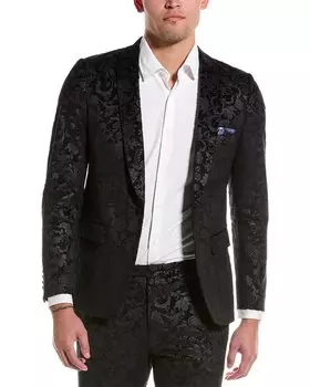 Жаккардовая бархатная куртка Regent Slim Fit Paisley & Grey Paisley & Gray