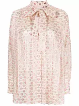 Жаккардовая блузка с бантом GOLDEN GOOSE, нейтральный