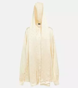 Жаккардовая блузка с капюшоном BALENCIAGA, белый