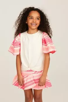 Жаккардовая блузка с рукавами-фонариками Mint Velvet, экрю