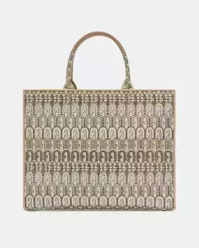 Жаккардовая большая сумка Furla, золотой