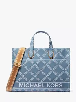 Жаккардовая большая сумка-тоут Gigi Empire с логотипом Michael Kors, джинсовый/мульти
