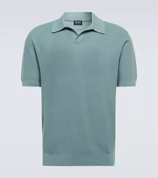 Жаккардовая футболка-поло из хлопка Zegna, зеленый