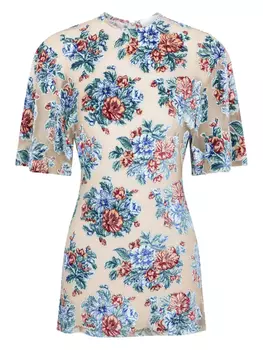 Жаккардовая футболка с цветочным узором Rabanne, синий