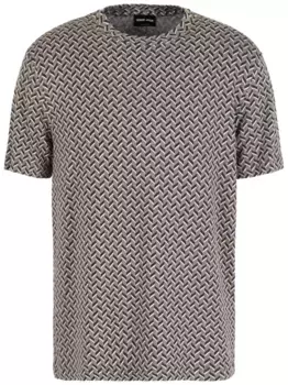 Жаккардовая футболка с узором шеврон GIORGIO ARMANI, серый