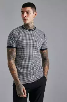 Жаккардовая футболка smart slim dogtoooth Boohoo, черный