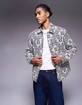 Жаккардовая куртка-харрингтон ASOS DESIGN в каменном цвете